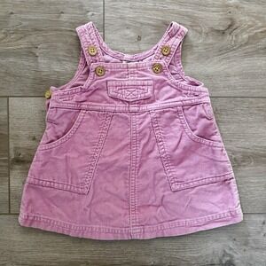 Old Navy Baby Girls Pink Corduroy Overall Dress Jumper 3–6 Months Cotton